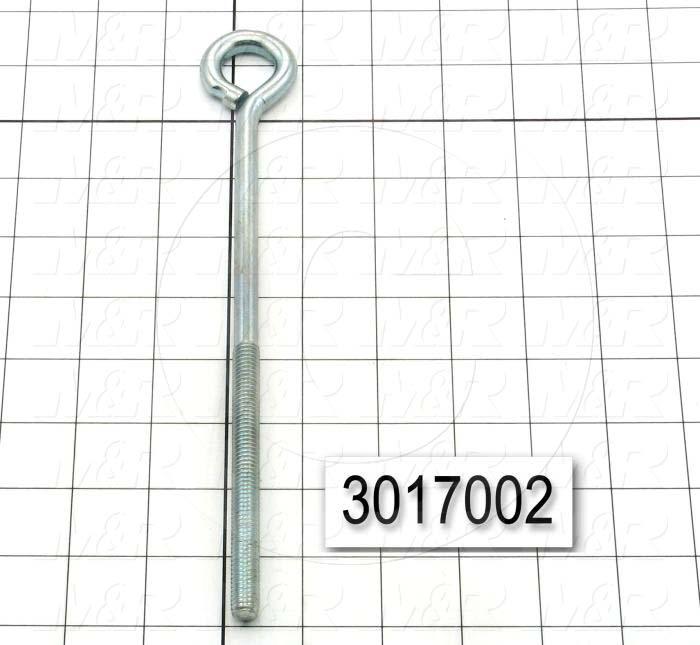 End Fitting, Eye Bolt, 3/8-16 Thread Size, 8.00 in. Thread Length, Steel Material, Finish Zinc