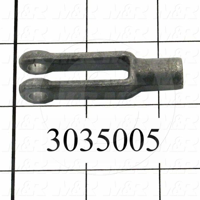 End Fitting, Yoke End, 0.44" Shank Diameter, 1/4-28 Thread Size, 1.51" Overall Length, 0.63" Width, 0.25" Pin Hole Diameter, Steel Material
