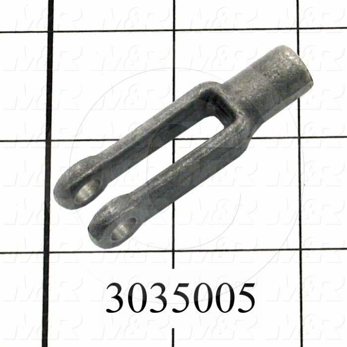 End Fitting, Yoke End, 0.44" Shank Diameter, 1/4-28 Thread Size, 1.51" Overall Length, 0.63" Width, 0.25" Pin Hole Diameter, Steel Material