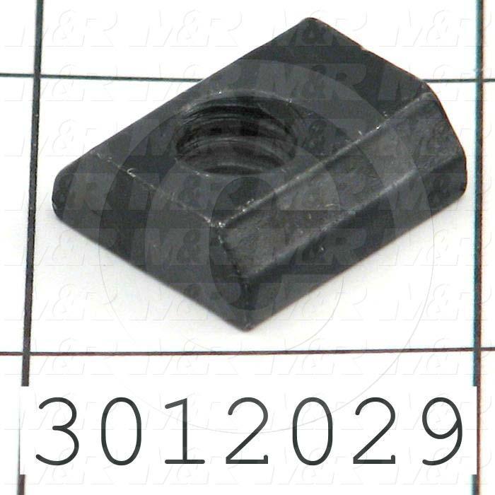 Extrusions and Accessories, Standard T-Nut, 0.687" Overall Length, 0.63" Width, Height 0.25", 1/4-20 Thread Size, Black Zinc