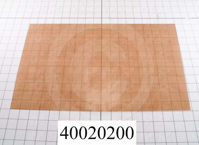 Fabric, Teflon Coated Fiberglass Fabric, 0.003", 11", 17-3/8", Natural Brown/Tan, 550'F