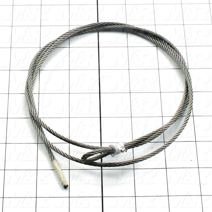 Fabricated Parts, Aircraft Cable, 50.00 in. Length, 1/8 in. Diameter, Cable Assembly Includes Clamps For Length Adjusting