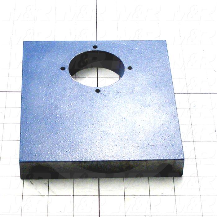 Fabricated Parts, Bearing Block, 7.50 in. Length, 6.50 in. Width, 1.00 in. Thickness, Painted Blue Finish