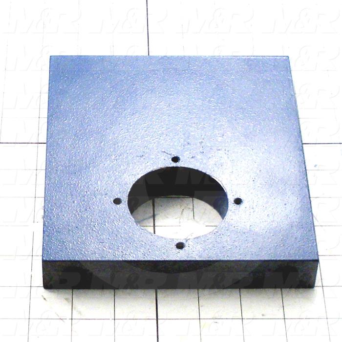 Fabricated Parts, Bearing Block, 7.50 in. Length, 6.50 in. Width, 1.00 in. Thickness, Painted Blue Finish