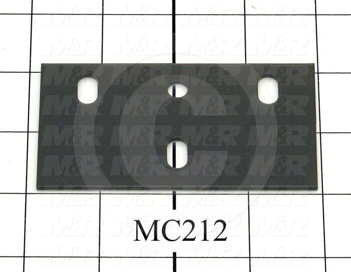 Fabricated Parts, Bearing Mtg Plate, 3.81 in. Length, 2.06 in. Width, 14 GA Thickness, Black Finish