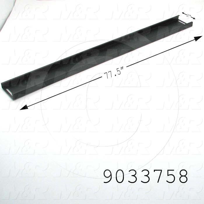 Fabricated Parts, Belt Adjustment Door, 77.50 in. Length, 3.00 in. Width, 0.75 in. Height, 18 GA Thickness