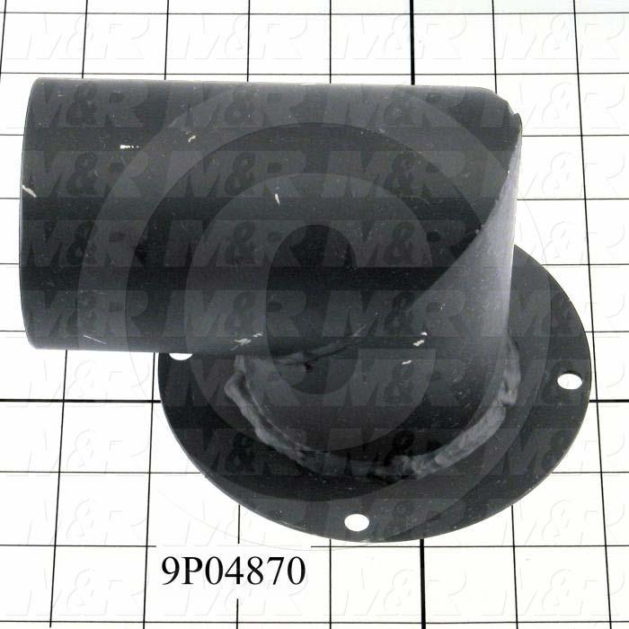 Fabricated Parts, Blow Back Elbow Weldment, 5.25 in. Length, 5.00 in. Width, 4.00 in. Height, Painted Black Finish