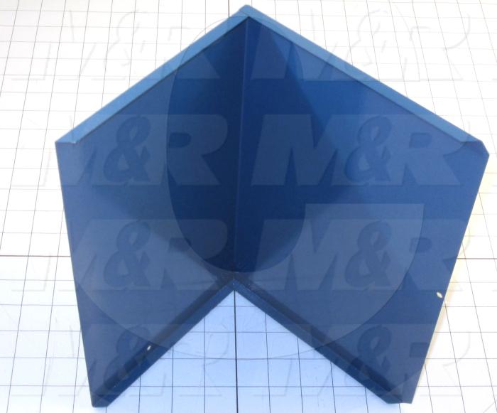 Fabricated Parts, Blower Box Cover, 11.66 in. Length, 7.18 in. Width, 6.54 in. Height, 18 GA Thickness, Painted Blue Finish