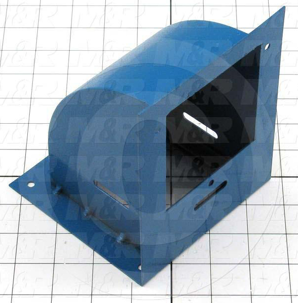 Fabricated Parts, Blower Stand Weldment, 6.13 in. Length, 5.00 in. Width, 5.00 in. Height, Painted Blue Finish