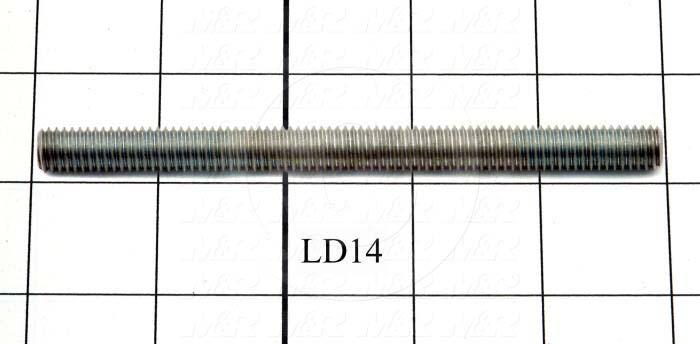 Fabricated Parts, Capacitor Mounting Screw, 5.00 in. Length, 3/8-16 Thread Size, Threaded Steel Rod, Zinc Plated Finish