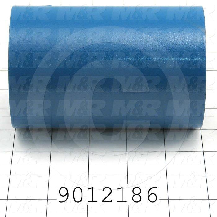 Fabricated Parts, Carous. Distance Bushing, 5.00 in. Length, 3.25 in. Diameter, 11 GA Thickness, Painted Blue Finish