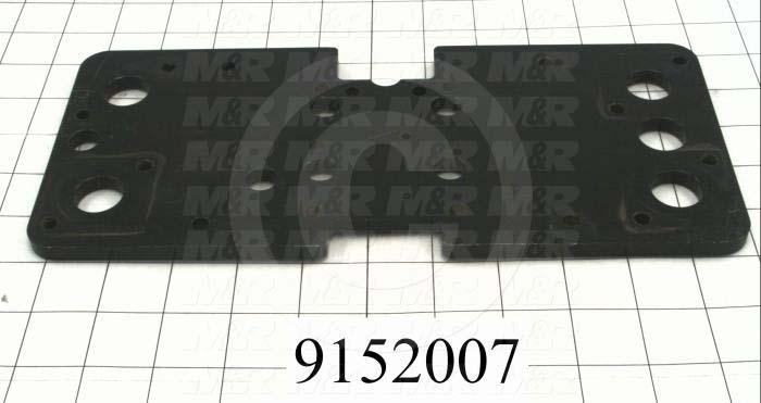 Fabricated Parts, Carriage Plate 5"X 11.25"Lg T, 11.25 in. Length, 5.00 in. Width, 5/16 in. Thickness, Powder Coat Black Finish