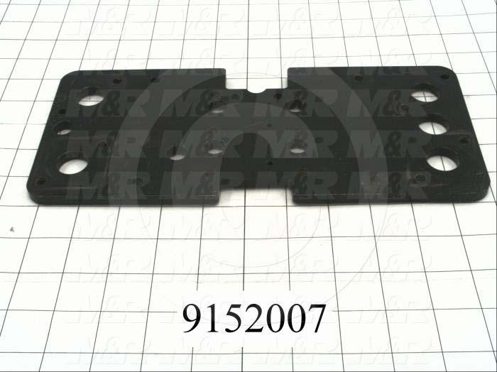 Fabricated Parts, Carriage Plate 5"X 11.25"Lg T, 11.25 in. Length, 5.00 in. Width, 5/16 in. Thickness, Powder Coat Black Finish