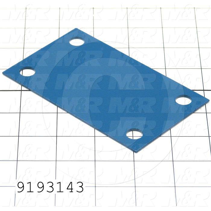 Fabricated Parts, Channel  Connecting Plate, 5.00 in. Length, 3.00 in. Width, 14 GA Thickness, Painted Blue Finish