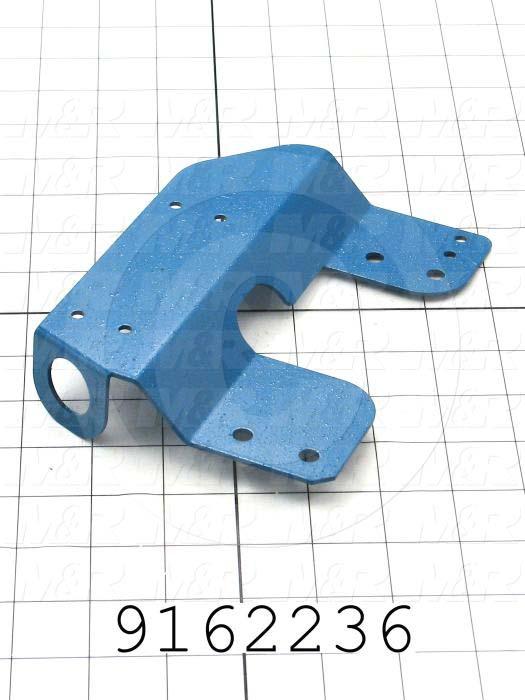 Fabricated Parts, Clevis Cable Support, 6.88 in. Length, 4.74 in. Width, 1.38 in. Height, 14 GA Thickness, Painted Blue Finish