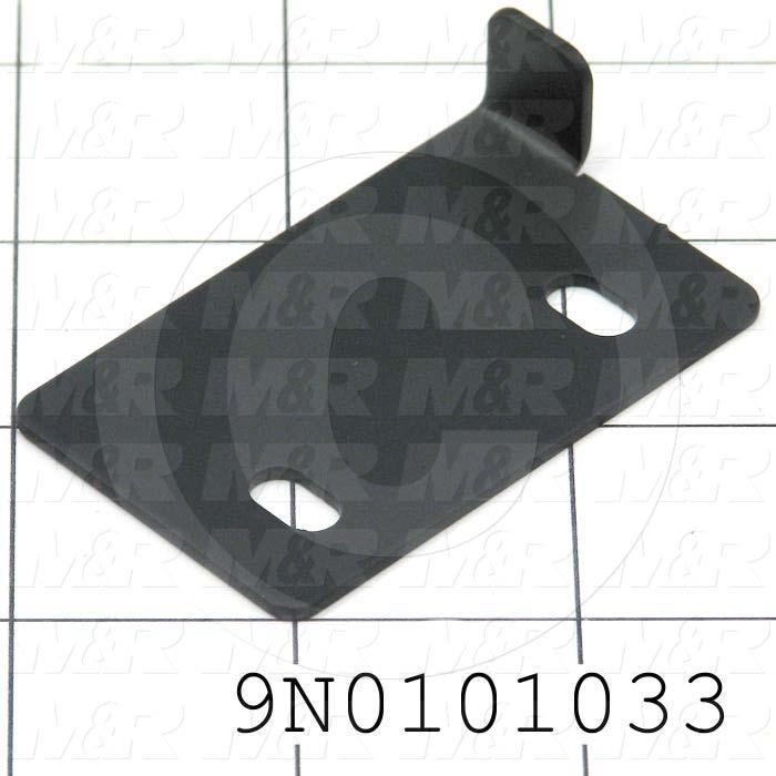 Fabricated Parts, Corner Glass Right Brkt, 2.50 in. Length, 1.50 in. Width, 0.56 in. Height, 16 GA Thickness, Satin Black Finish