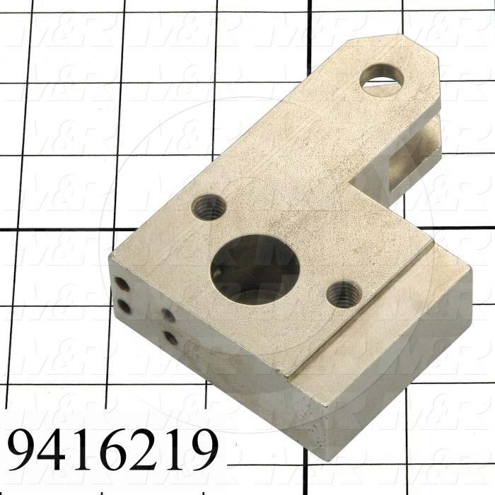 Fabricated Parts, Cylinder Attach. Block Left, 4.13 in. Length, 2.88 in. Width, 1.00 in. Thickness, Nickel Plated Finish