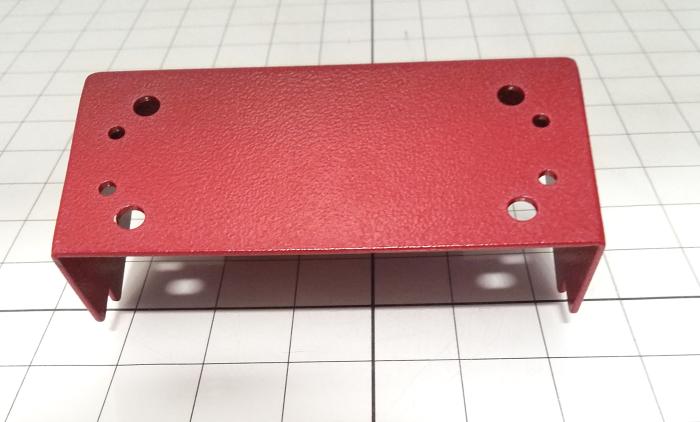 Fabricated Parts, Electric Box Holder, 5.67 in. Length, 2.56 in. Width, 14 GA Thickness, Painted Russian Red Finish