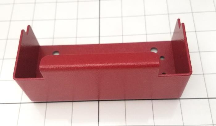 Fabricated Parts, Electric Box Holder, 5.67 in. Length, 2.56 in. Width, 14 GA Thickness, Painted Russian Red Finish