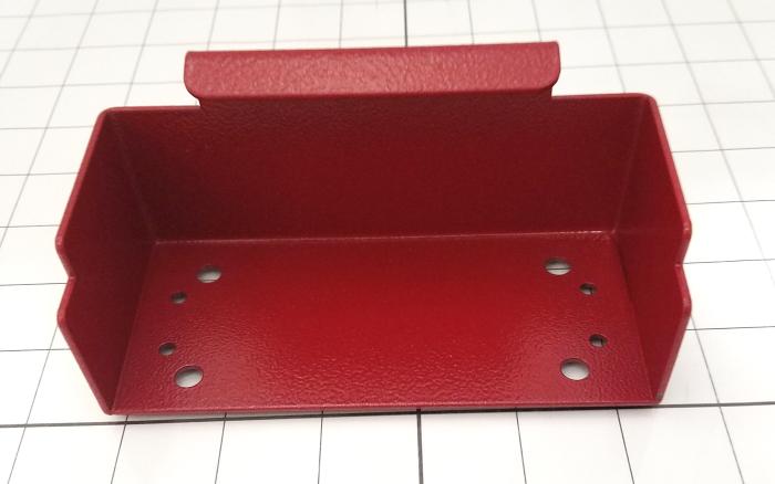 Fabricated Parts, Electric Box Holder, 5.67 in. Length, 2.56 in. Width, 14 GA Thickness, Painted Russian Red Finish