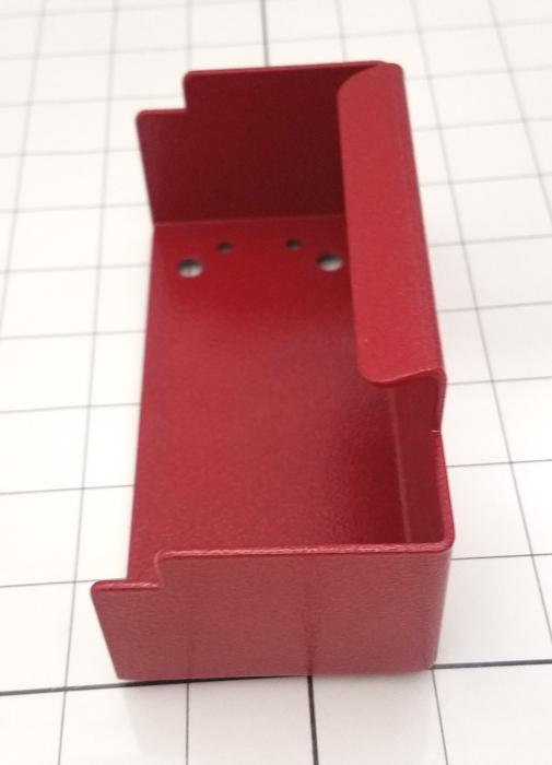 Fabricated Parts, Electric Box Holder, 5.67 in. Length, 2.56 in. Width, 14 GA Thickness, Painted Russian Red Finish
