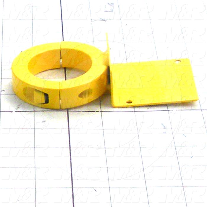 Fabricated Parts, Emergency Stop Brkt, 53.63 in. Length, 3.00 in. Width, 1.25 in. Height, Safety Yellow Finish