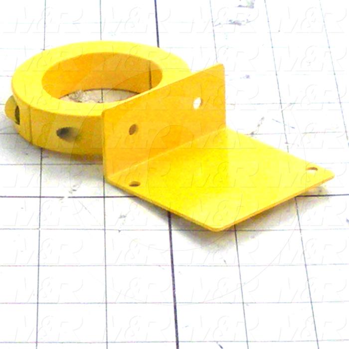 Fabricated Parts, Emergency Stop Brkt, 53.63 in. Length, 3.00 in. Width, 1.25 in. Height, Safety Yellow Finish