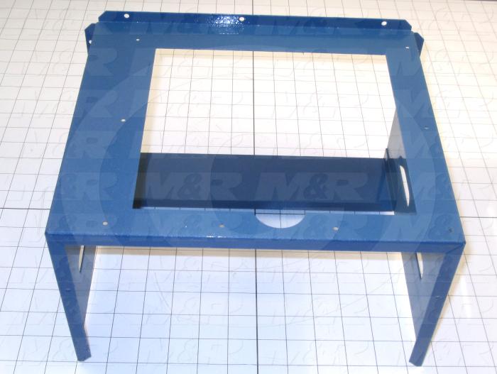 Fabricated Parts, Exhaust Duct Weldment, 12.40 in. Length, 9.94 in. Width, 7.44 in. Height, Painted Blue Finish