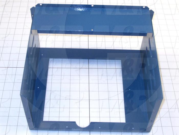 Fabricated Parts, Exhaust Duct Weldment, 12.40 in. Length, 9.94 in. Width, 7.44 in. Height, Painted Blue Finish