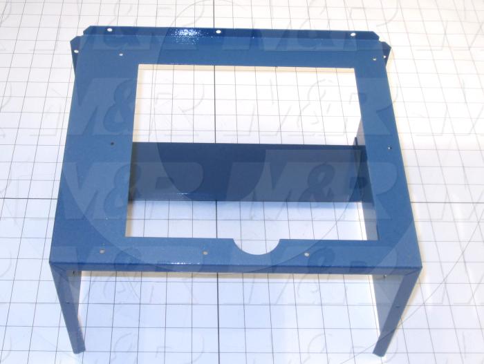 Fabricated Parts, Exhaust Duct Weldment, 12.40 in. Length, 9.94 in. Width, 7.44 in. Height, Painted Blue Finish