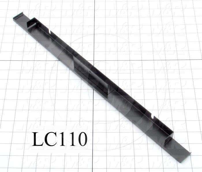 Fabricated Parts, Front Safety Glass Support, 19.69 in. Length, 1.88 in. Width, 0.81 in. Height, Black Finish