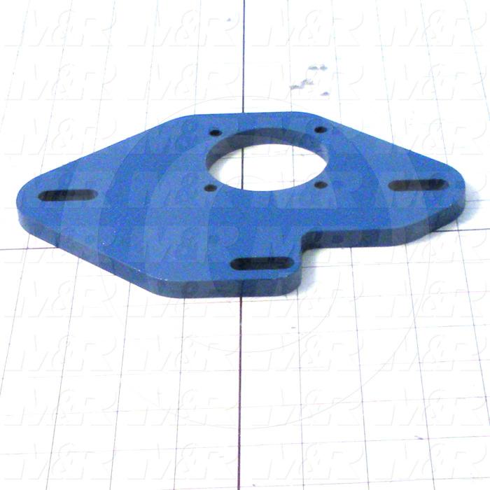 Fabricated Parts, Gear Motor Offset Mtg Brkt., 7.38 in. Length, 4.25 in. Width, 3/8 in. Thickness, Painted Blue Finish