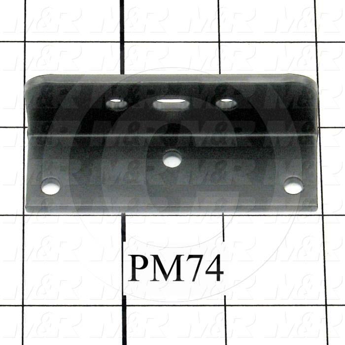 Fabricated Parts, Glass Frame Lift Arm Bracket, 3.00 in. Length, 1.00 in. Width, 0.88 in. Height, 11 GA Thickness, Black Finish