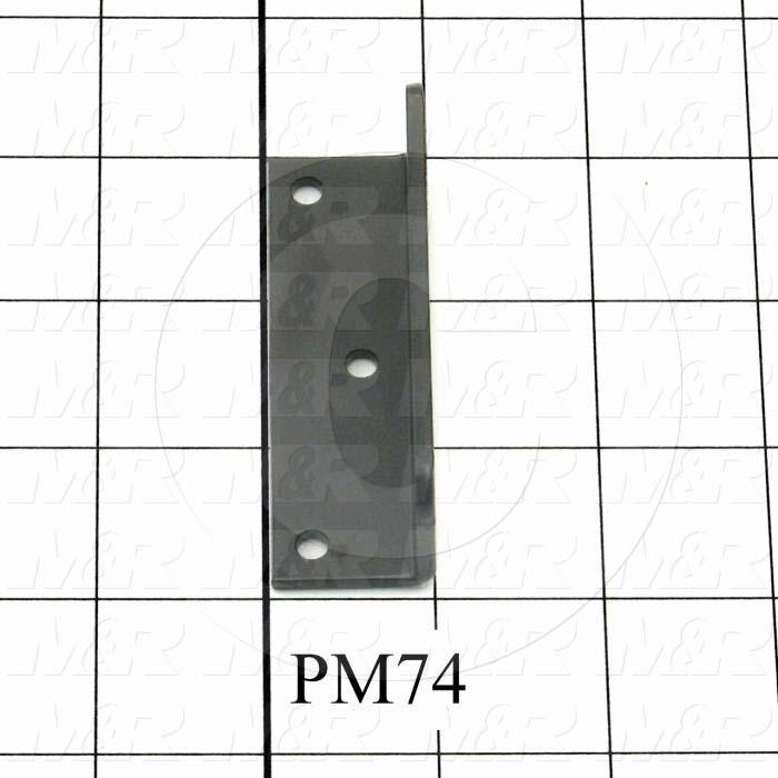 Fabricated Parts, Glass Frame Lift Arm Bracket, 3.00 in. Length, 1.00 in. Width, 0.88 in. Height, 11 GA Thickness, Black Finish