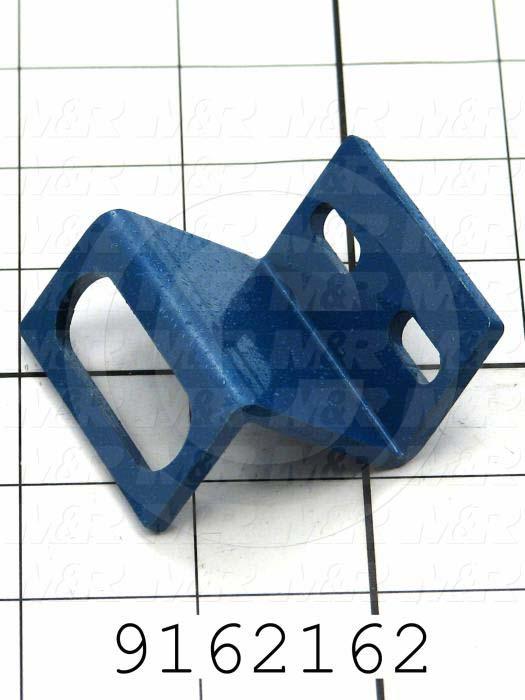 Fabricated Parts, Index Home Prox Mtg Brkt, 2.13 in. Length, 2.00 in. Width, 1.38 in. Height, 11 GA Thickness, Painted Blue Finish