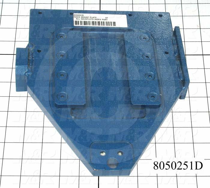 Fabricated Parts, Index Mounting Plate, 10.38 in. Length, 8.50 in. Width, 2.00 in. Height