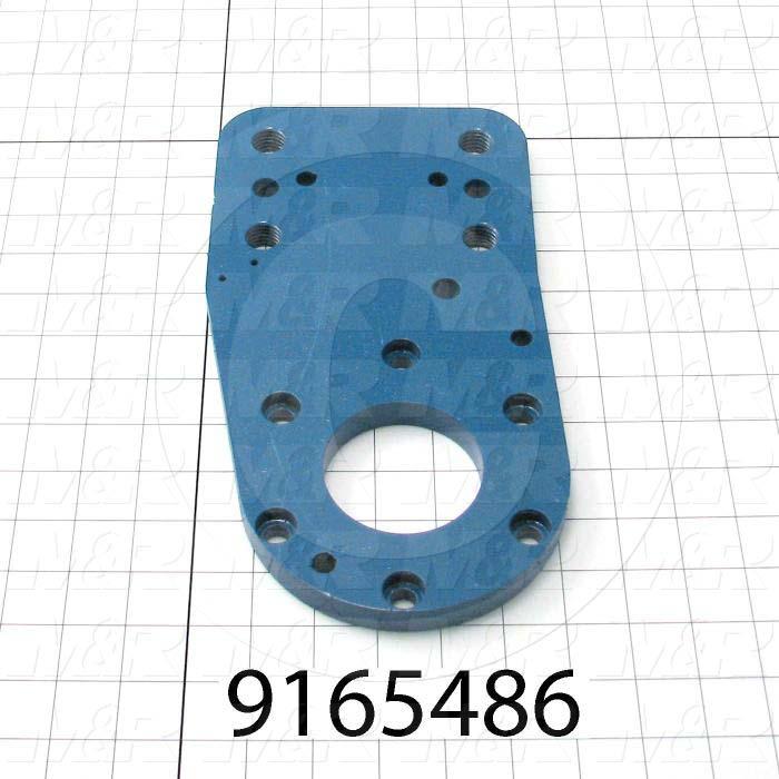 Fabricated Parts, Index Reducer Mtg Bracket, 11.37 in. Length, 6.00 in. Width, 5/8 in. Thickness, Painted Blue Finish