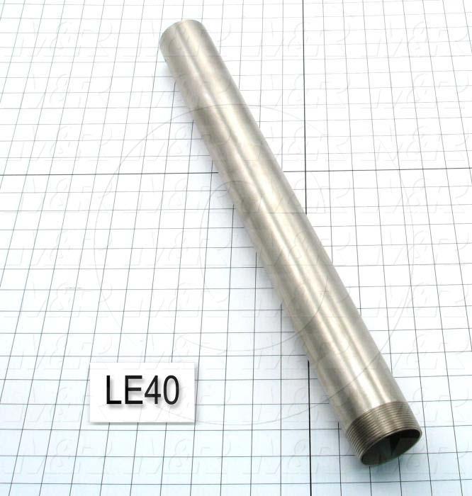 Fabricated Parts, Inner Post, 22.00 in. Length, 2.38 in. Diameter, 0.13 in. Thickness, 2-11 1/2 Thread Size, Nickel Plated Finish