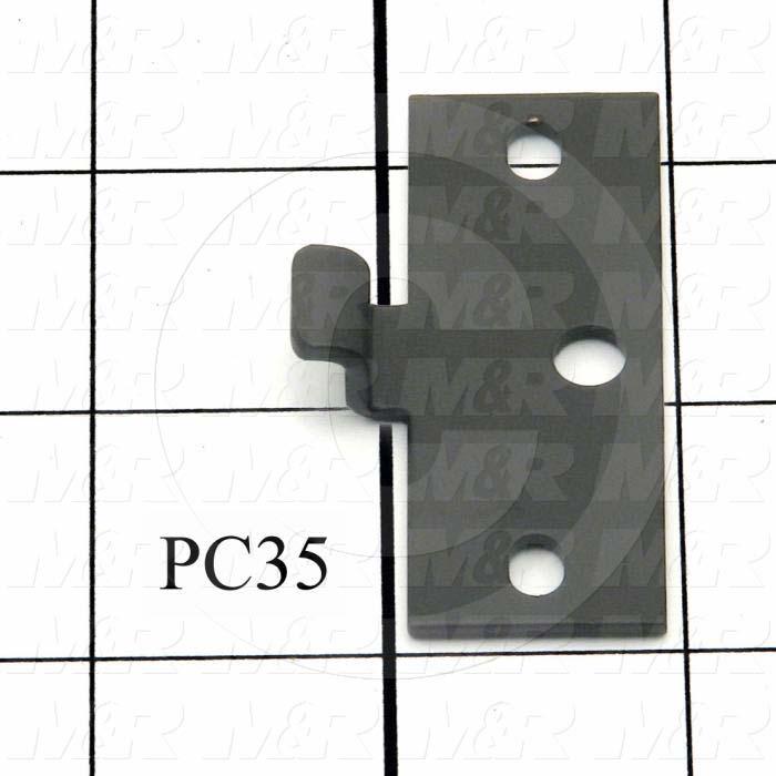 Fabricated Parts, Latch Strike, 2.25 in. Length, 0.875 in. Width, 1.25 in. Height, 13 GA Thickness, Black Finish