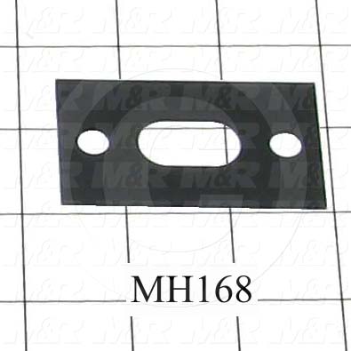 Fabricated Parts, Latch Strike Shim, 1.50 in. Length, 2.56 in. Width, 0.035 in. Thickness, Used On Vacuum Frame Assembly