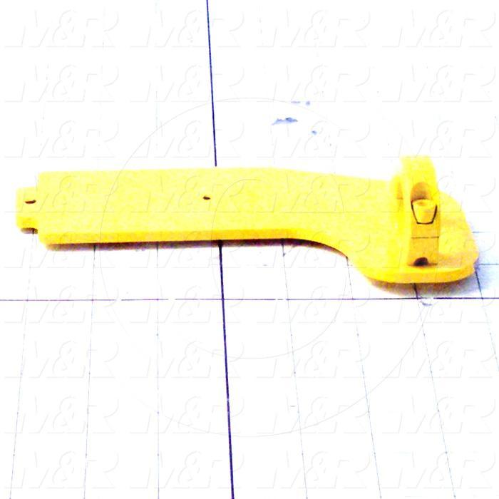 Fabricated Parts, Left Mirror Plate Weldment, 7.25 in. Length, 4.00 in. Width, 1.88 in. Height, Painted Safety Yellow Finish