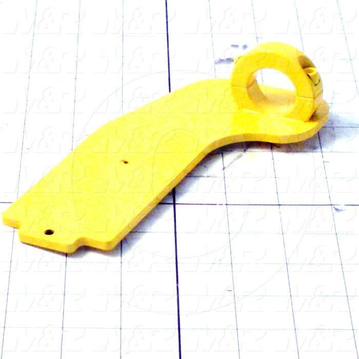 Fabricated Parts, Left Mirror Plate Weldment, 7.25 in. Length, 4.00 in. Width, 1.88 in. Height, Painted Safety Yellow Finish