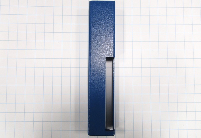 Fabricated Parts, Left Side Screen Holder Weld, 13.75 in. Length, 2.75 in. Width, 1.75 in. Height, Painted Blue Finish