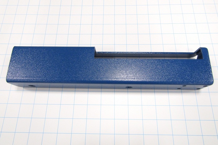Fabricated Parts, Left Side Screen Holder Weld, 13.75 in. Length, 2.75 in. Width, 1.75 in. Height, Painted Blue Finish