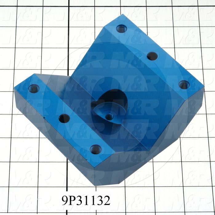 Fabricated Parts, Lower Block 4.25"Lg P, 5.00 in. Length, 4.25 in. Width, 2.30 in. Height, Anodized blue Finish