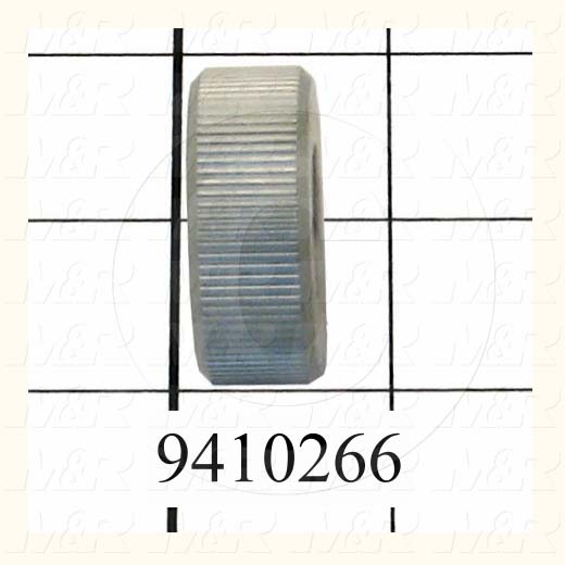 Fabricated Parts, Off Cont. Lock Knob 1.5"Od Rl, 0.56 in. Length, 1.63 in. Diameter, Clear Anodized Finish