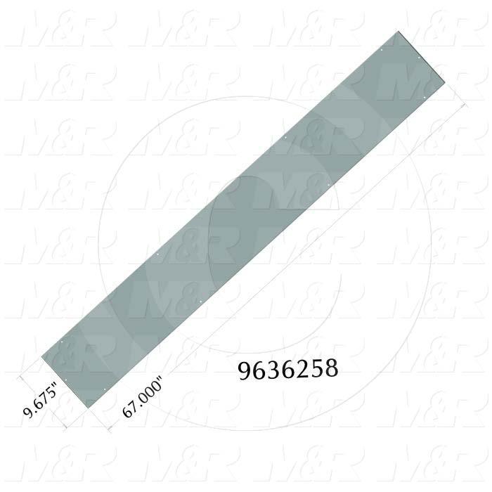 Fabricated Parts, Oven Inlet Outlet Wall 67" S2, 67.00 in. Length, 9.67 in. Width, 0.75 in. Height, 16 GA Thickness, As Material Finish