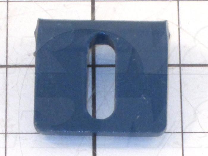 Fabricated Parts, Pallet Back Slide 1.5", 1.50 in. Length, 1.38 in. Width, 0.77 in. Height, 3/16 in. Thickness, Painted Blue Finish