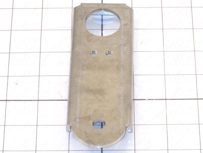 Fabricated Parts, Pivot Roller Brkt, 6.09 in. Length, 2.04 in. Width, 0.56 in. Height, 10 GA Thickness