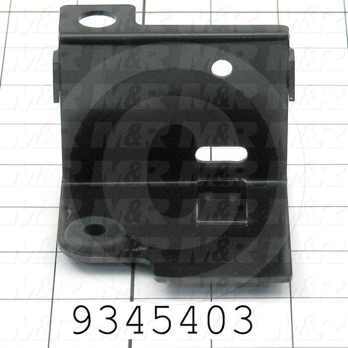 Fabricated Parts, Prox Mtg. Bracket -Front, 3.34 in. Length, 3.15 in. Width, 2.24 in. Height, 14 GA Thickness, Semi-Gloss Black Finish